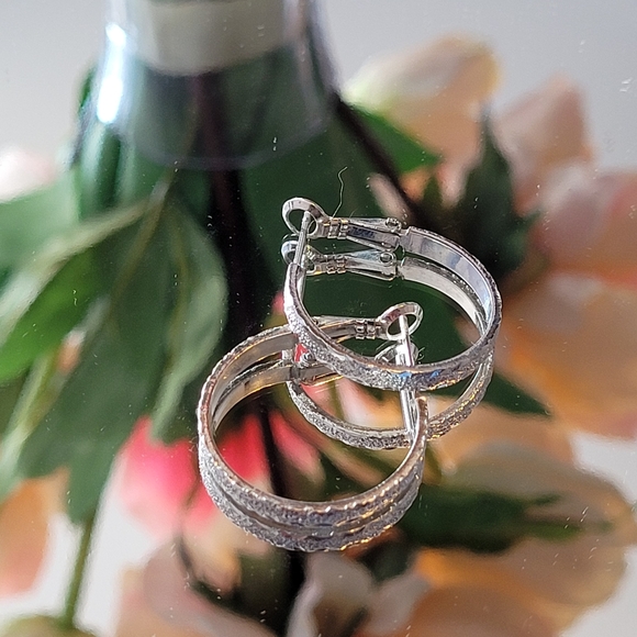 Silver Fashion Hoop Earrings - Picture 1 of 2